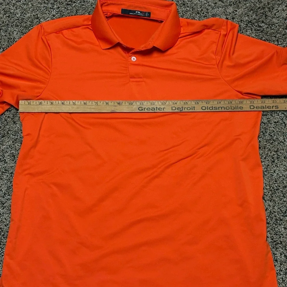 RLX‎ Ralph Lauren Orange Polo Shirt Men's L Side Slits Golf